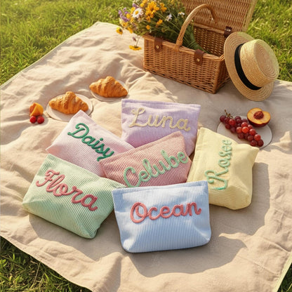 Trousse de maquillage personnalisée en seersucker